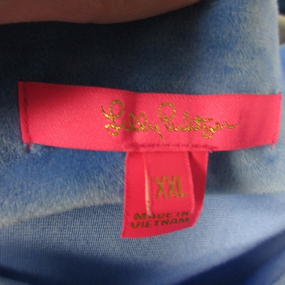 Lilly Pulitzer Sheera Velour Top Blouse XXL Blue One Shoulder Lounge 274 - Picture 2 of 13